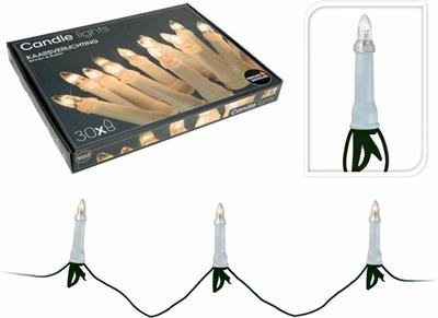 LUCI DI NATALE A CANDELA PER ALBERO BIANCO CALDO 30pz