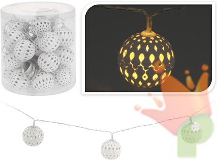 LUCI DI NATALE A BATTERIA 10 LED A SFERA BIANCO CALDO