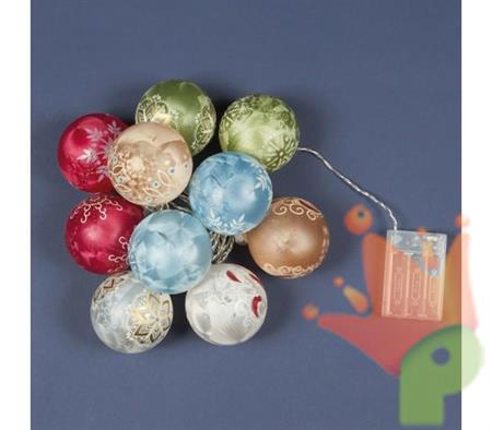 LUCI DI NATALE A BATTERIA 10 PALLINE DI LUMINOSE BIANCO CALDO