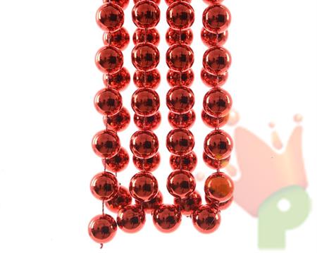 GHIRLANDA CATENA DI PERLE ROSSE METAL 270CM