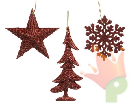 PENDENTE PLASTICA ROSSO FIOCCO/STELLA/ALBERO