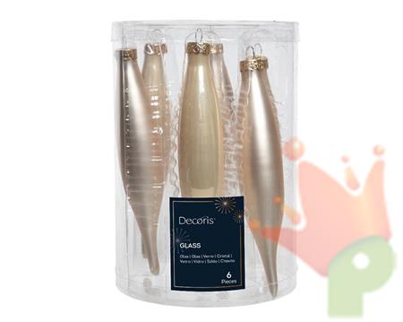 DECORAZIONE PENDENTE 3X15CM PERLA 6PZ