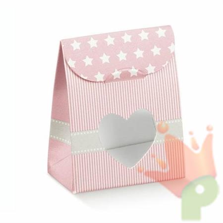 SCATOLINA SACCHETTO 60X35X80 MM STAR ROSA CUORE