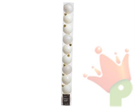 PALLINE DI NATALE BIANCO LANA 6 CM CONFEZIONE 10 PZ