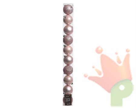 PALLINE DI NATALE ROSA CIPRIA 6 CM CONFEZIONE 10 PZ