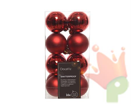 PALLINE DI NATALE ROSSE 4 CM CONFEZIONE 16 PZ