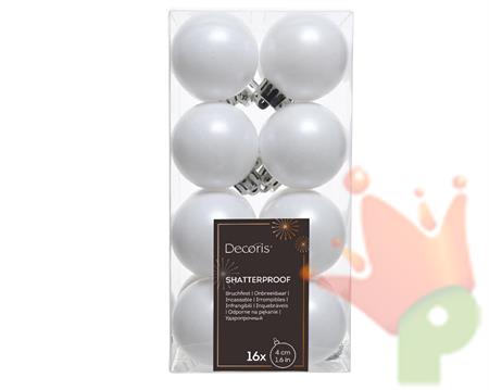 PALLINE DI NATALE BIANCHE 4 CM CONFEZIONE 16 PZ