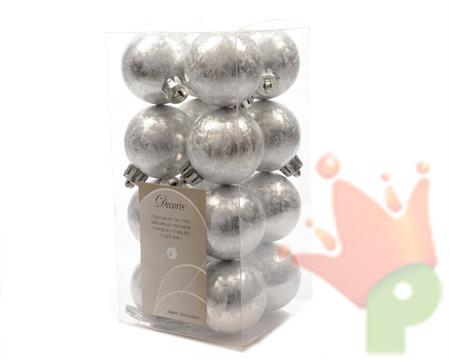 PALLINE DI NATALE ARGENTO SATINATO 4 CM CONFEZIONE 16 PZ