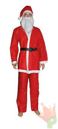 COSTUME ECONOMICO BABBO NATALE BARBA CINTA CAPPELLO