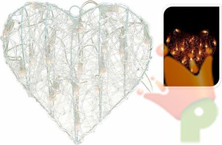 CUORE ACRILICO 30CM 20 LUCI