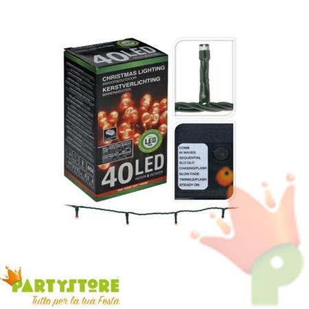 LUCI DI NATALE  40 LED ROSSO 8 GIOCHI