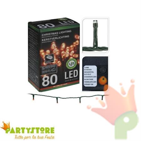 LUCI DI NATALE 80 LED ROSSA 8 GIOCHI DI LUCE