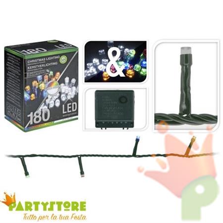 LUCI DI NATALE 180 LED BIANCO FREDDO + MULTICOLOR 8 GIOCHI