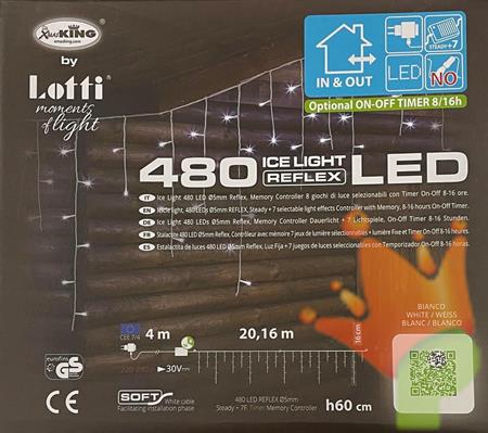 LUCI DI NATALE A TENDA 480 LED BIANCO FREDDO