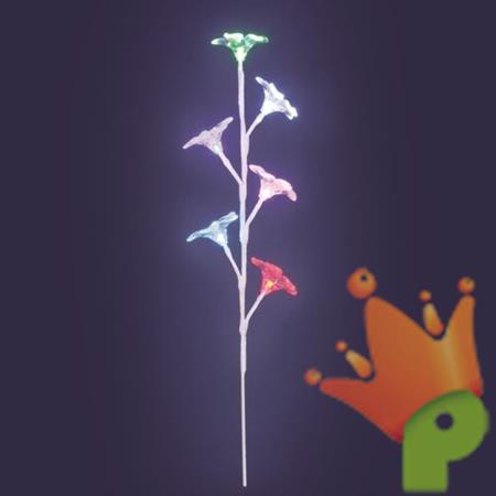 Ramo Bianco 6 Fiori MULTI RGB LED 65mm Luce Fissa a Batteria Int