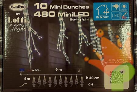 LUCI DI NATALE A TENDA 10 GRAPPOLI 480 MINILED BIANCO FREDDO