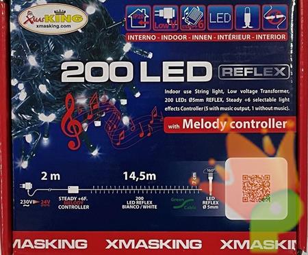 LUCI DI NATALE CON CONTROLLO MUSICALE 200 LED BIANCO FREDDO