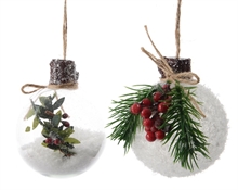 PALLA VETRO CON DECORO INNEVATO 8CM