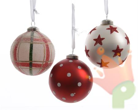 PALLINE PER ALBERO VETRO 8CM ASS