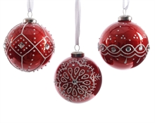 PALLINA PER ALBERO VETRO ROSSA 8CM 3 ASS.
