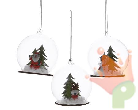 PALLINA VETRO CON DECORO INTERNO 8CM