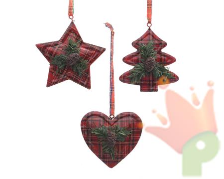 PENDENTE IN LATTA ROSSO 7X7,5CM 3ASS