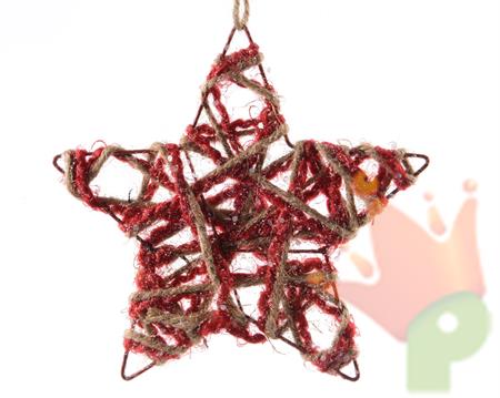 PENDENTE STELLA CON JUTA E GLITTER 15CM