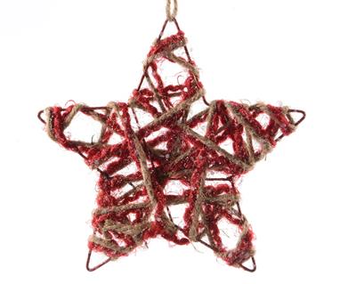 PENDENTE STELLA CON JUTA E GLITTER 15CM