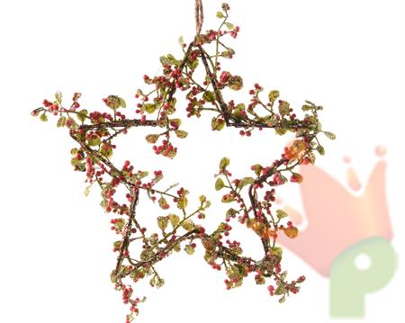 PENDENTE STELLA CON BACCHE E FOGLIE 15CM
