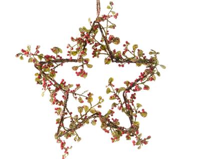 PENDENTE STELLA CON BACCHE E FOGLIE 15CM