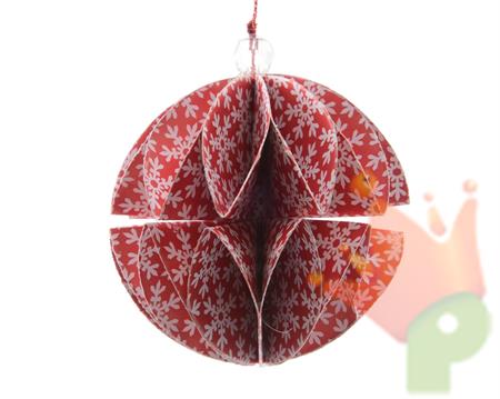 SFERA IN CARTA DECORATA ROSSA 10CM