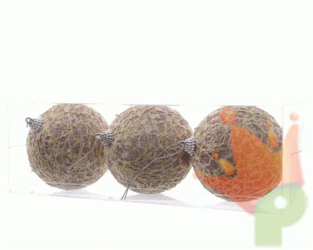 PALLINE PER ALBERO 3PZ CRAQUELE ROSA 8CM