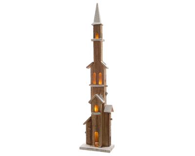CHIESA IN LEGNO 90X20 LUCE CALDA