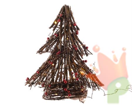 ALBERO LED VIMINI CON BACCHE CM 40 CON LUCI A BATTERIA