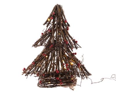 ALBERO LED VIMINI CON BACCHE CM 40 CON LUCI A BATTERIA