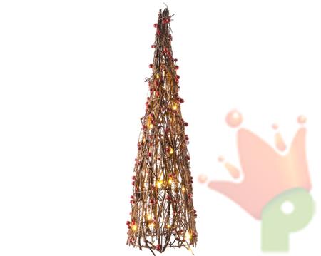 LED brown rattan pyramid ind CONO LUMINOSO VIMINI CON BACCHE