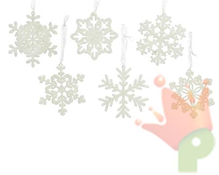 PENDENTE PER ALBERO DI NATALE FIOCCO DI NEVE 6 FIGURE ASSORTITE
