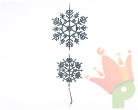 plc snowflakes w acrylic bead FIOCCO DI NEVE BLU ICE 24 CM
