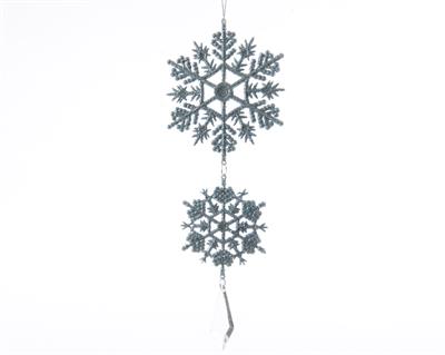 plc snowflakes w acrylic bead FIOCCO DI NEVE BLU ICE 24 CM