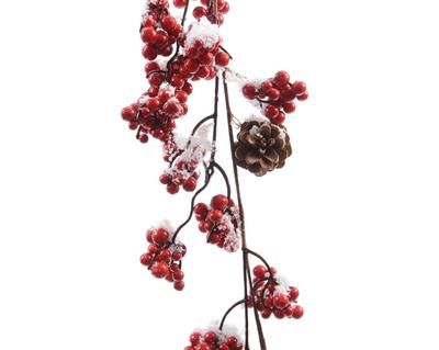 GHIRLANDA CON BACCHE E PIGNE INNEVATE CM 120