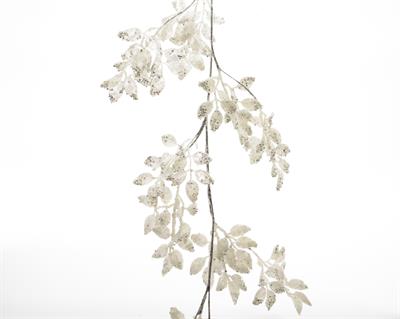 plastic leaf garland w glitter RAMO GLITTER BIANCO ARGENTO 130CM