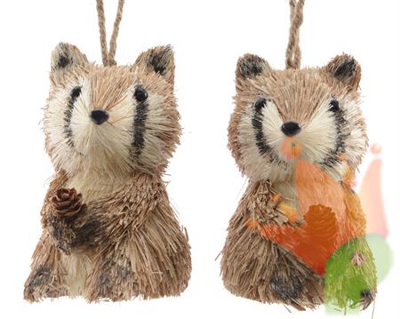 grass racoon with hanger 2ass SCOIATTOLO 12 CM IN PAGLIA