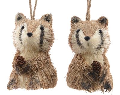 grass racoon with hanger 2ass SCOIATTOLO 12 CM IN PAGLIA
