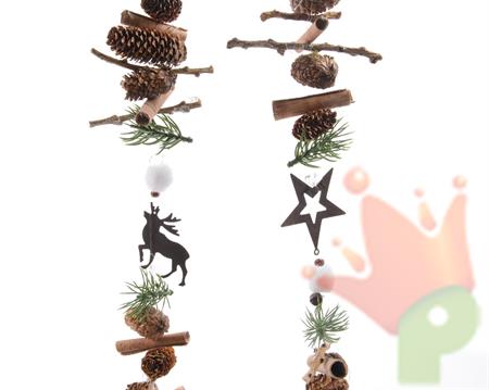 pinecone garland w pine 2ass GHIRLANDA PINO STELLE RAME CM80