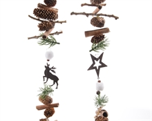 pinecone garland w pine 2ass GHIRLANDA PINO STELLE RAME CM80