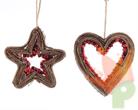 bark hanger with berries 2ass PENDENTE CON BACCHE LEGNO