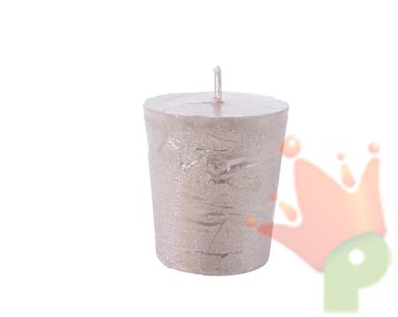 CANDELA RUSTICA ROSA CIPRIA METAL 4,3X4,7CM