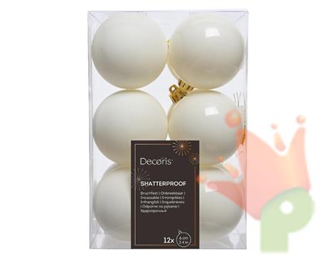 PALLINE DI NATALE BIANCO LANA 6 CM CONFEZIONE 12 PZ