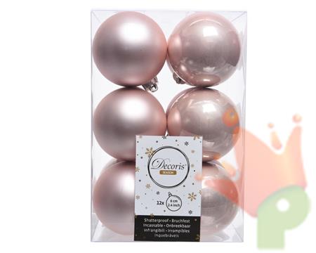 PALLINE DI NATALE ROSA CIPRIA 6 CM CONFEZIONE 12 PZ