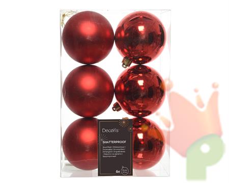 PALLINE DI NATALE ROSSE 8 CM CONFEZIONE 6 PZ